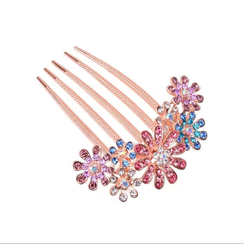 Wholesale Bow Knot Rhinestone Alloy Inlaid Pearl Hair Comb Elegant